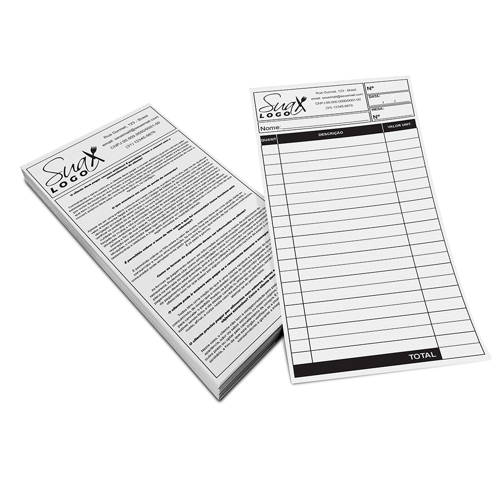 BLOCOS, COMANDAS, RECEITUÁRIOS E TALÕES